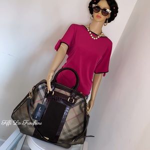 NWT Burberry Plaid and Black Leather Trim Bag retails for $16,750!